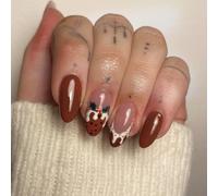 TRENTSNOOK 24pcs Almond Press on nails French Acrylic False Nails,Everyday life, Christmas, Valentine's Day or parties, dances, dates can be any combination of beautiful fingertip ornaments(JP3455)