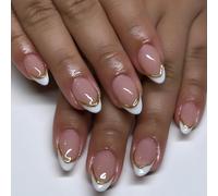 TRENTSNOOK 24pcs Almond Press on nails French Acrylic False Nails,Everyday life, Christmas, Valentine's Day or parties, dances, dates can be any combination of beautiful fingertip ornaments(JP3444)