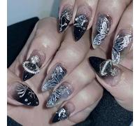 TRENTSNOOK 24pcs Almond Press on nails French Acrylic False Nails,Everyday life, Christmas, Valentine's Day or parties, dances, dates can be any combination of beautiful fingertip ornaments(JP3530)