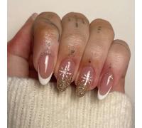 TRENTSNOOK 24pcs Almond Press on nails French Acrylic False Nails,Everyday life, Christmas, Valentine's Day or parties, dances, dates can be any combination of beautiful fingertip ornaments(JP3456)