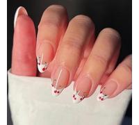TRENTSNOOK 24pcs Almond Press on nails French Acrylic False Nails,Everyday life, Christmas, Valentine's Day or parties, dances, dates can be any combination of beautiful fingertip ornaments(JP1783)