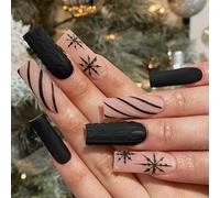 TRENTSNOOK 24pcs christmas press on nails long coffin Red, white, black, green and pink Acrylic False Nails, Christmas parties, dances, dates can be any combination of beautiful fingertip ornaments(XA