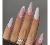TRENTSNOOK 24pcs christmas press on nails long coffin Red, white, black, green and pink Acrylic False Nails, Christmas parties, dances, dates can be any combination of beautiful fingertip ornaments(XA