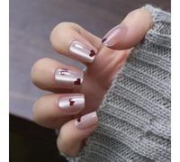 TRENTSNOOK 30pcs French Fake Nails Sweet Short Cat Eyes Love Nail Art Acrylic Fake Nail Pieces