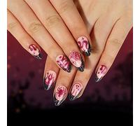 TRENTSNOOK Halloween press-on nails Glossy acrylic nails Halloween style graffiti fake nails Suitable for female girls Set of 24 pieces(Glue type)
