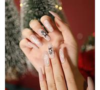 TRENTSNOOK Press On Nails Christmas Collection Long Fake Nails Acrylic Nails For Women Girls Party Nail Art Collection 24PCS(JP1291,Glue type)