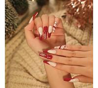 TRENTSNOOK Press On Nails Christmas Collection Long Fake Nails Acrylic Nails For Women Girls Party Nail Art Collection 24PCS(JP1916,Jelly glue)