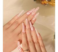 TRENTSNOOK Press On Nails Christmas Collection Long Fake Nails Acrylic Nails For Women Girls Party Nail Art Collection 24PCS(JP1909,Glue type)