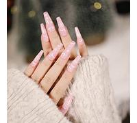 TRENTSNOOK Press On Nails Christmas Collection Long Fake Nails Acrylic Nails For Women Girls Party Nail Art Collection 24PCS(JP1292,Jelly glue)