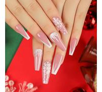 TRENTSNOOK Press On Nails Christmas Collection Long Fake Nails Acrylic Nails For Women Girls Party Nail Art Collection 24PCS(JP2687,Glue type)