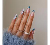 TRENTSNOOK Press On Nails Christmas Collection Long Fake Nails Acrylic Nails For Women Girls Party Nail Art Collection 24PCS(JP1554,Jelly glue)