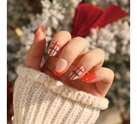 TRENTSNOOK Press On Nails Christmas Collection Long Fake Nails Acrylic Nails For Women Girls Party Nail Art Collection 24PCS(JP1895,Jelly glue)