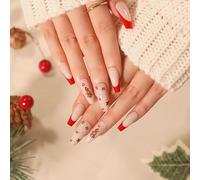 TRENTSNOOK Press On Nails Christmas Collection Long Fake Nails Acrylic Nails For Women Girls Party Nail Art Collection 24PCS(JP1888,Glue type)