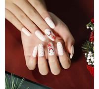 TRENTSNOOK Press On Nails Christmas Collection Long Fake Nails Acrylic Nails For Women Girls Party Nail Art Collection 24PCS(JP1273,Glue type)