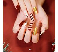 TRENTSNOOK Press On Nails Christmas Collection Long Fake Nails Acrylic Nails For Women Girls Party Nail Art Collection 24PCS(JP1285,Glue type)