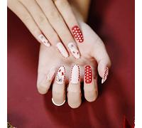TRENTSNOOK Press On Nails Christmas Collection Long Fake Nails Acrylic Nails For Women Girls Party Nail Art Collection 24PCS(JP1270,Jelly glue)