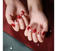 TRENTSNOOK Press-On Nails Christmas Collection Short Flat Fake Nails Acrylic Nails For Women Girls Party Nail Art Collection 24PCS(JP1279,Glue type)