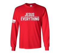 Trenz Shirt Company Jesus Over Everything Bible Scripture Mens Christian Tee Long-Sleeve T-Shirt, Red, XL