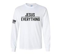 Trenz Shirt Company Jesus Over Everything Bible Scripture Mens Christian Tee Long-Sleeve T-Shirt, White, Medium