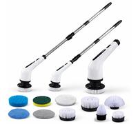 Trenzeo Electric Spin Scrubber 9 in 1 Cleaning Brush with Adjustable Long Handle,Dual Speed, IPX7 Waterproof Bathroom,Kitchen, Floor Cleaning Brush
