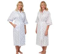 Trenzeo Ladies Floral Poly Cotton Nightdress & Dressing Gown Set - Wrap Robe Nightwear for Women Soft Lightweight Size 10-30 Pink & Blue Comfort Sleepwear (UK, Numeric, 20, 22, Regular, Regular, Pink)