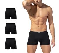Trenzeo Men’s Cooling Cotton Boxer Shorts - Soft, Stretchable & Comfortable Men's Underwear | Breathable Mens Boxers Black Pack of 3 or 6 (UK, Alpha, M, Regular, Regular, 3, Black)