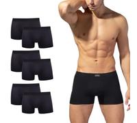 Trenzeo Men’s Cooling Cotton Boxer Shorts - Soft, Stretchable & Comfortable Men's Underwear | Breathable Mens Boxers Black Pack of 3 or 6 (UK, Alpha, M, Regular, Regular, 6, Black)