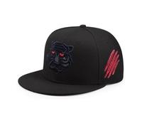Trenzeo Men’s Lion Embroidery Snapback Cap - Adjustable Flat Peak Baseball Hat | 5-Panel Casual Outdoor Cap (UK, Alpha, One Size, Black, Cap)