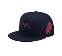 Trenzeo Men’s Lion Embroidery Snapback Cap - Adjustable Flat Peak Baseball Hat | 5-Panel Casual Outdoor Cap (UK, Alpha, One Size, Blue, Cap)