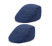 Trenzeo Men’s Tweed Flat Cap - Classic Newsboy Gatsby Hat, Adjustable & Foldable Ivy Cap, Vintage Herringbone Design, Stylish & Comfortable for All Seasons (UK, Alpha, One Size, Blue, 2 Packs)