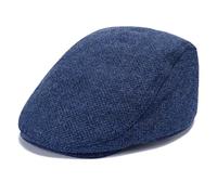 Trenzeo Men’s Tweed Flat Cap - Classic Newsboy Gatsby Hat, Adjustable & Foldable Ivy Cap, Vintage Herringbone Design, Stylish & Comfortable for All Seasons (UK, Alpha, One Size, Blue, 1)