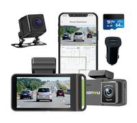 Trenzu 4K+2.5K Dash Cam Front and Rear With 64GB MicroSD | 3" Display, 170° View, Parking Mode, Night Vision, GPS, App Playback & Share for Cars
