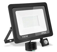 treoir 100W Security Lights Outdoor Motion Sensor,10000LM Outdoor Spotlight with PIR,IP66 Waterproof 6000k LED Spotlight for Garden,Garage,Square,Car Park,Construction Site ect (100W,Cold White)