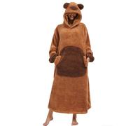 Très Chic Mailanda Capybara Wearable Blanket Hoodie for Women- Oversized Fleece Sweatshirt with Cute Animal Hood for Adults