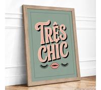 Très Chic Retro Framed Wall Art Print A1 (84.1×59.4cm) Oak, Wall Decor for Living Room, Bedroom, Office & Home, Ready to Hang, Art Gift