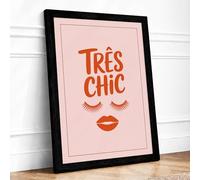 Très Chic Typography Framed Wall Art Print A4 (29.7×21cm) Black, Wall Decor for Living Room, Bedroom, Office & Home, Ready to Hang, Art Gift