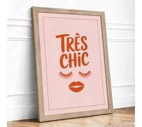 Très Chic Typography Framed Wall Art Print A4 (29.7×21cm) Oak, Wall Decor for Living Room, Bedroom, Office & Home, Ready to Hang, Art Gift