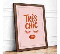 Très Chic Typography Framed Wall Art Print A4 (29.7×21cm) Walnut, Wall Decor for Living Room, Bedroom, Office & Home, Ready to Hang, Art Gift