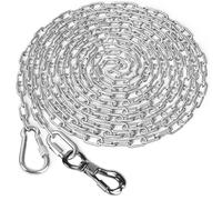 Tresbro Heavy Duty Dog Chains for Outside, 30FT Stainless Steel Tie Out Cable with Swivel Hook for Large Medium Dogs, Metal Chew Proof Pet Runner Chain Leash Lead for Outdoor Camping Hiking Yard, 3MM