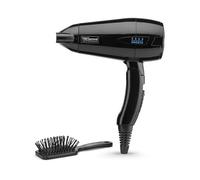 TRESemme Smooth Lustre Folding 2000 Travel Dryer, lightweight 2000W hair dryer with folding handle, includes mini hairbrush, dual voltage for worldwide use, 5549U