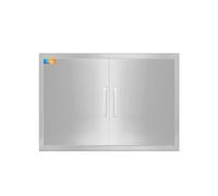 Treshin Outdoor Kitchen Doors 30" W x 21" H, Stainless Steel Double BBQ Access Door with Detachable Handles, Flush Mount, for BBQ Island, Grill Station, Outside Cabinet, Outdoor Kitchen