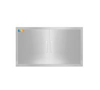 Treshin Outdoor Kitchen Doors 36" W x 21" H, Stainless Steel Double BBQ Access Door with Detachable Handles, Flush Mount, for BBQ Island, Grill Station, Outside Cabinet, Outdoor Kitchen