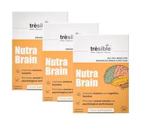 Trèsible Cognitive Health Supplement | Mental Performance & Focus | Nutra Brain 84 Tablets | Zinc, Iron, Vitamin B5 & B6, Iodine, CoQ10 | Vegetarian, Halal | Pack of 3 (28 Tabs Per Pack) (3)