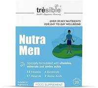 Trèsible Men's Multivitamins and Minerals | Nutra Men 84 Tablets | 33 Essential Nutrients | Primrose Extract and Ginkgo Biloba | Vegetarian, Gluten Free, Halal | No Synthetic Binders or Coating