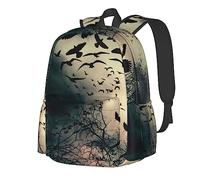 TRESILA Backpack Schoolbag For Girls Boys Large Capacity Book Bag Rucksack Polyester Kids Primary Schoolbag Lightweight Travel Casual Daypack/Night Crow