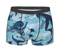 TRESILA Fish And Octopus/Boxer Shorts Mens, Breathable, Comfort Fit Boxer Trunks, Stretch Boxer Briefs, Soft Fabric Mens Everyday Underwear Trunks