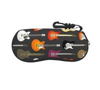 TRESILA Glasses Case Sunglasses Case Soft Neoprene Zipper Eyeglass Pouch Box Portable Travel Spectacle Bag For Men Women Work - Colorful Guitars