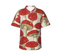 TRESILA Men's Hawaiian Shirt Short Sleeved Shirt Beach Shirt, Red White Mushroom - Mens Button Down Summer Casual Shirts with Pocket S-3xl, Comfortable and Fashionable