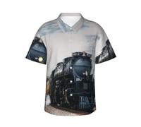 TRESILA Men's Hawaiian Shirt Short Sleeved Shirt Beach Shirt, Team Train - Mens Button Down Summer Casual Shirts with Pocket S-3xl, Comfortable and Fashionable