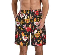 Tresila Men's Swim Shorts & Ttrunks | Cute Rooster Chickens | Mens Bbeach Shorts, Summer Board Shorts, Quick Dry, Fashion, Casual
